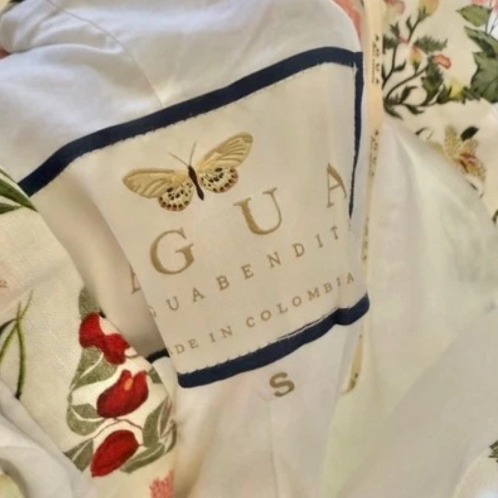 🆕 AGUA BENDITA Magnolia Magladena Floral Linen Maxi Dress Sz S - Picture 5 of 9